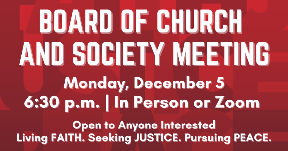 Board of Church and Society Meeting December 5, 2022